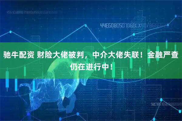 驰牛配资 财险大佬被判，中介大佬失联！金融严查仍在进行中！